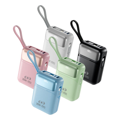 Power Bank Flow Series 20,000mAh 35W – Carga Rápida con Cables Integrados y Pantalla Digital