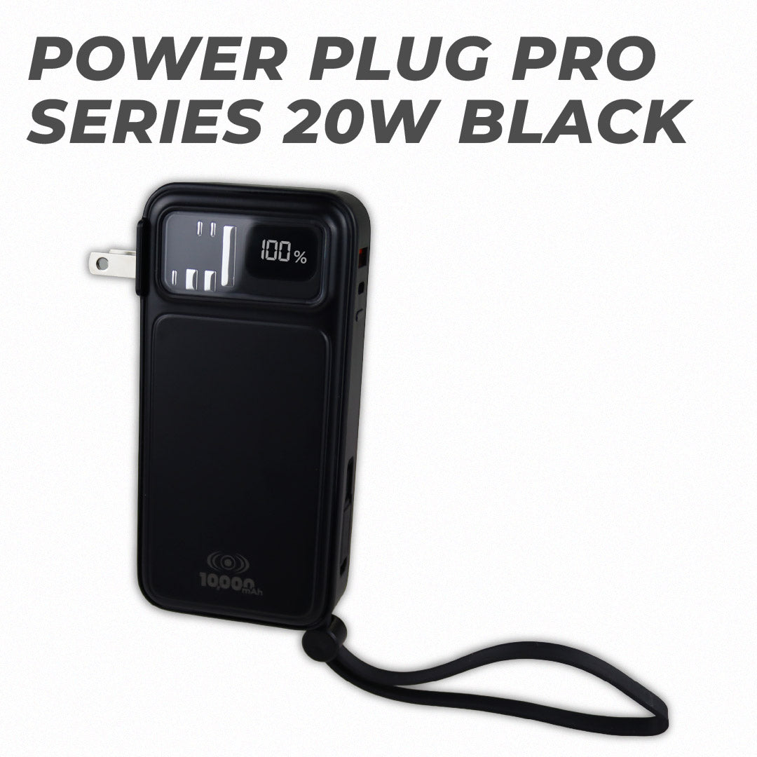 Power Bank Power Plug Pro 10,000mAh 20W – Cargador de Pared AC Integrado y Cables Rápidos