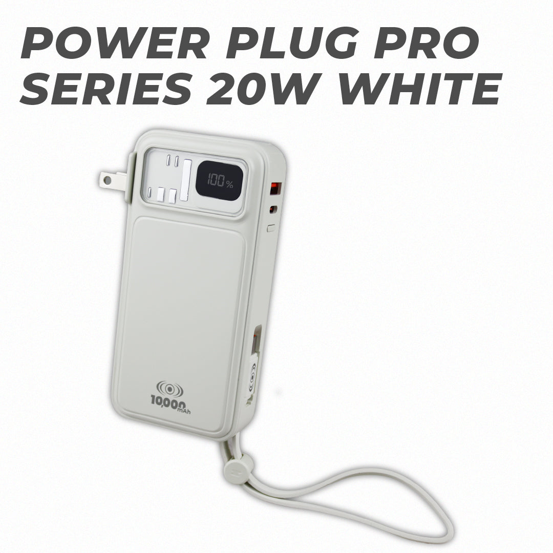 Power Bank Power Plug Pro 10,000mAh 20W – Cargador de Pared AC Integrado y Cables Rápidos