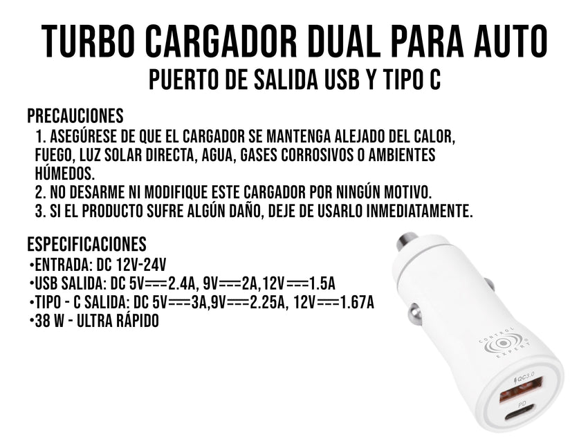 Turbo Cargador Dual Blanco para Auto