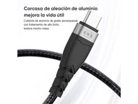 Cable USB Compatible Con IPhone 1 Metro 60W 3A Reforzado - Negro