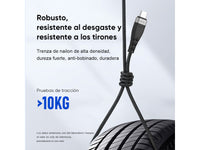 Cable USB Compatible Con IPhone 1 Metro 60W 3A Reforzado - Negro