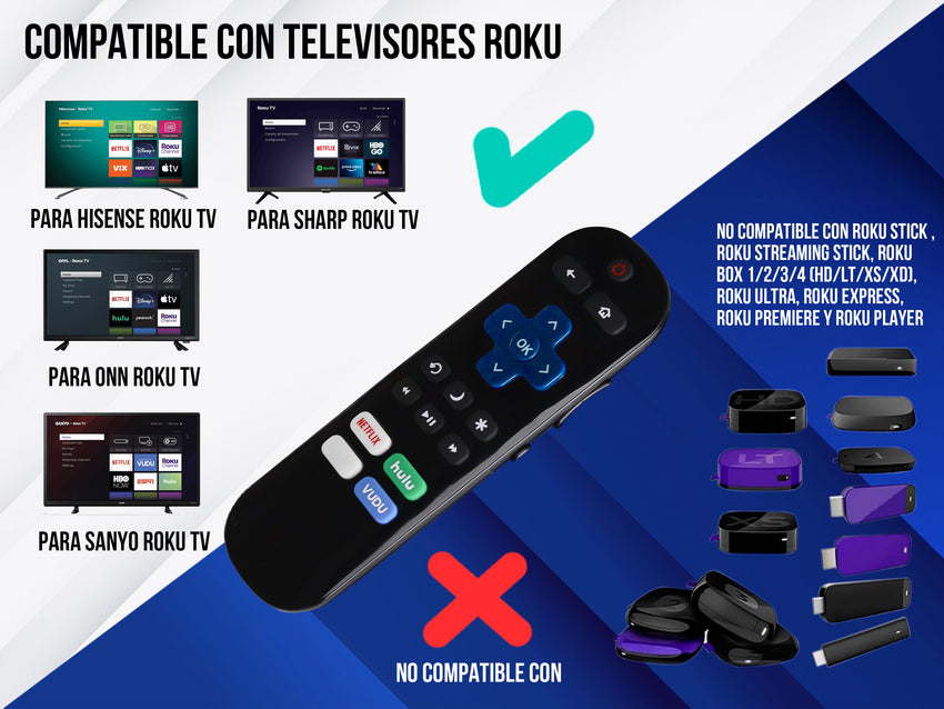 Control Para Onn Roku Smart TV