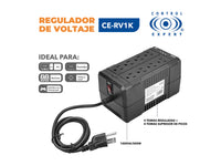 Regulador De Voltaje 8 Contactos 1000kv 500w Casa Oficina Color Negro