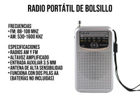 Radio de Bolsillo Plateado AM FM