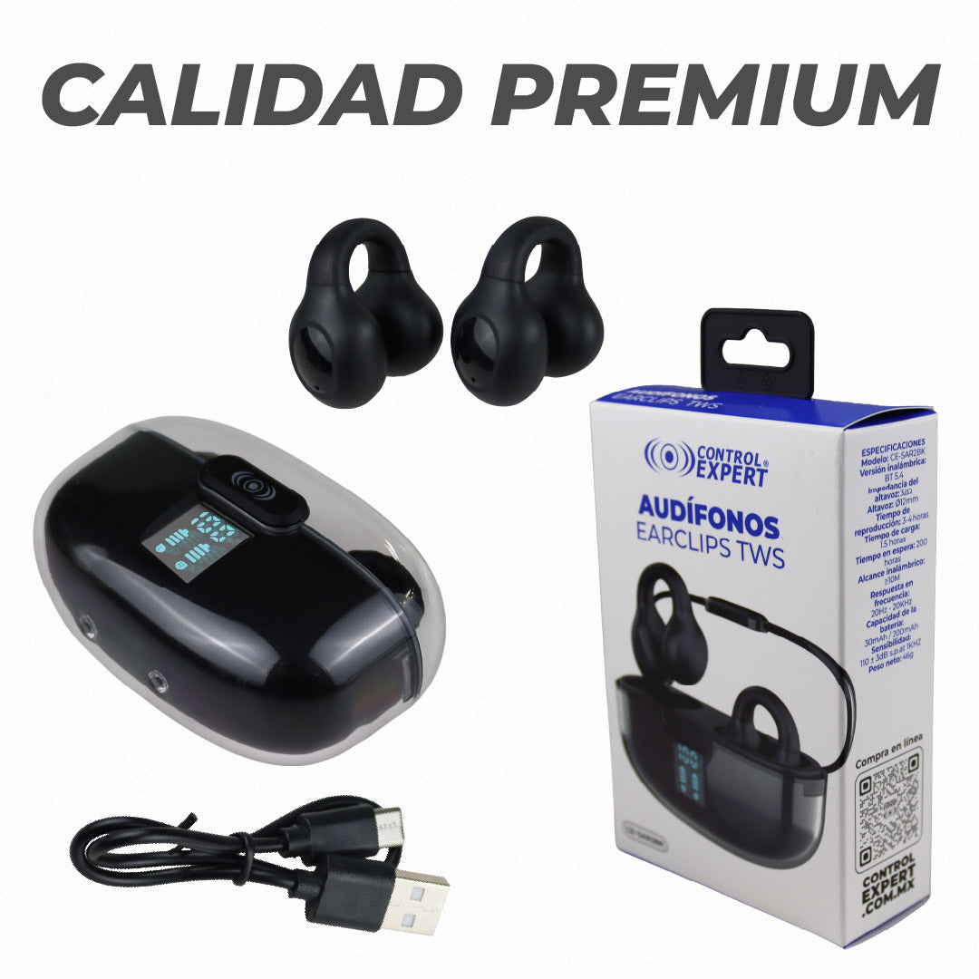Audífonos Earclips Pro TWS – Control Táctil, Sonido Hi-Fi y Diseño Ergonómico Ultra Ligero