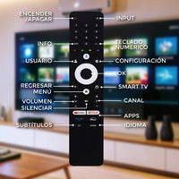 Control Remoto Compatible con Sansui Smart TV 4K  Repuesto Listo para Usar | Accesos Directos a Apps | Sin Comando de Voz