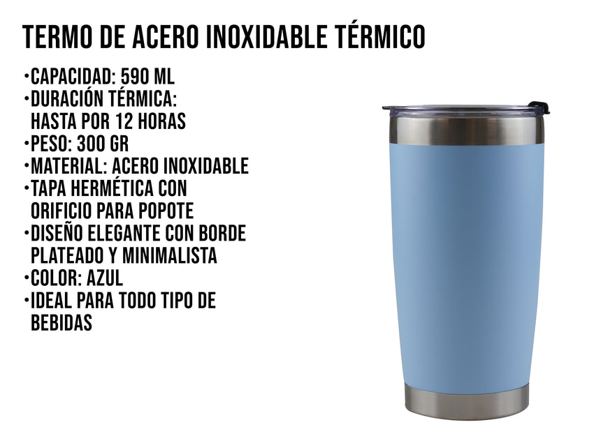 Termo Acero Inoxidable 590 ml - Azul cielo