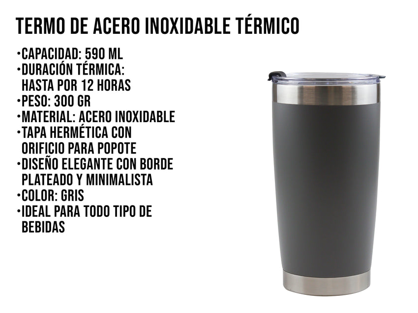 Termo Acero Inoxidable 590 ml - Gris