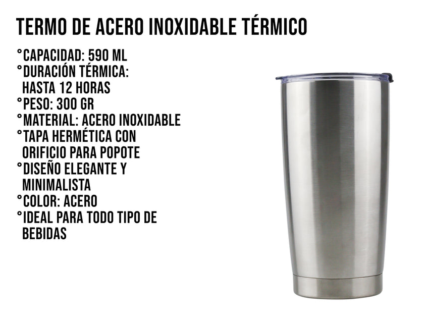 Termo Acero Inoxidable 590 ml - Plata