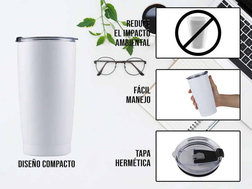 Termo Acero Inoxidable 590 ml - Blanco