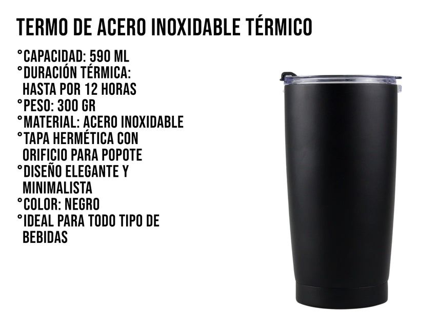 Termo Acero Inoxidable 590 ml - Negro