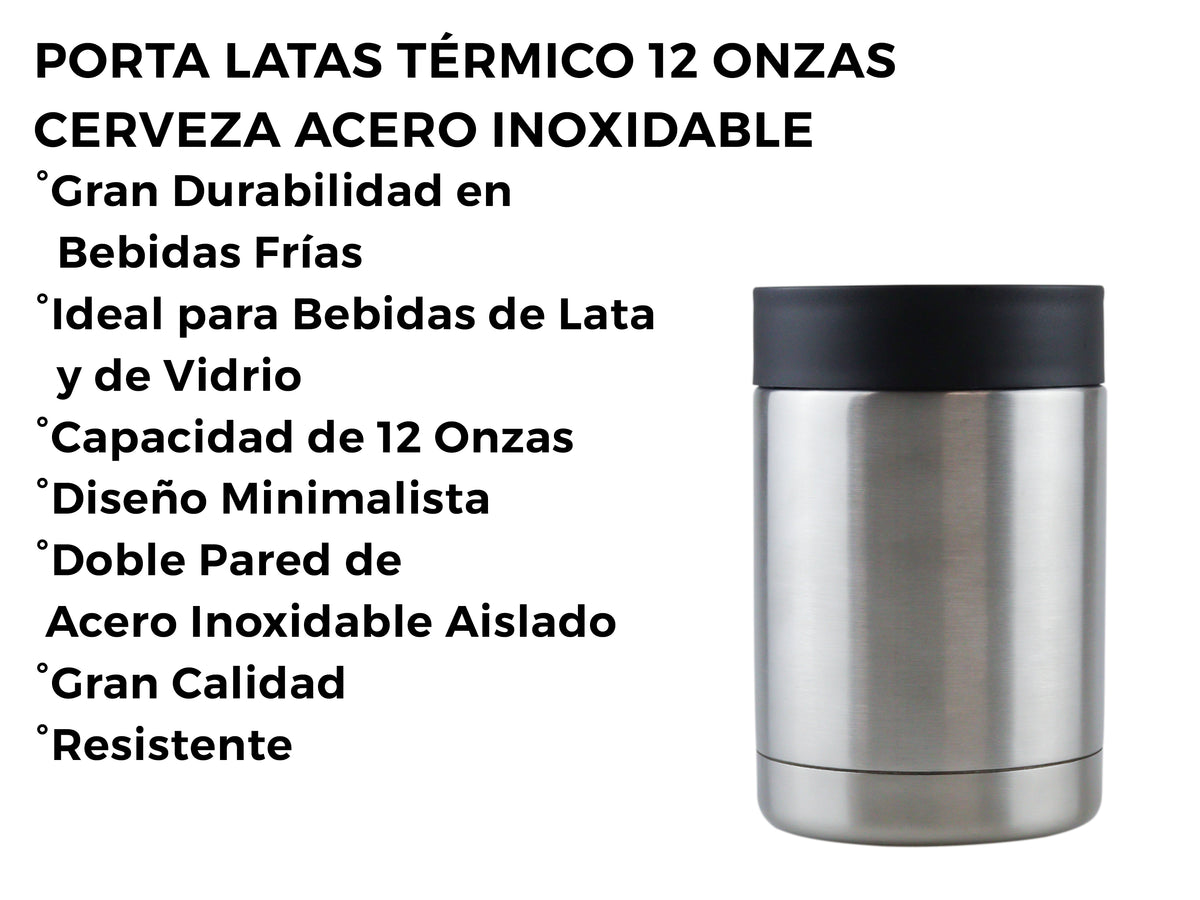 Porta Latas Acero Inoxidable Térmico 355 ml - Plata