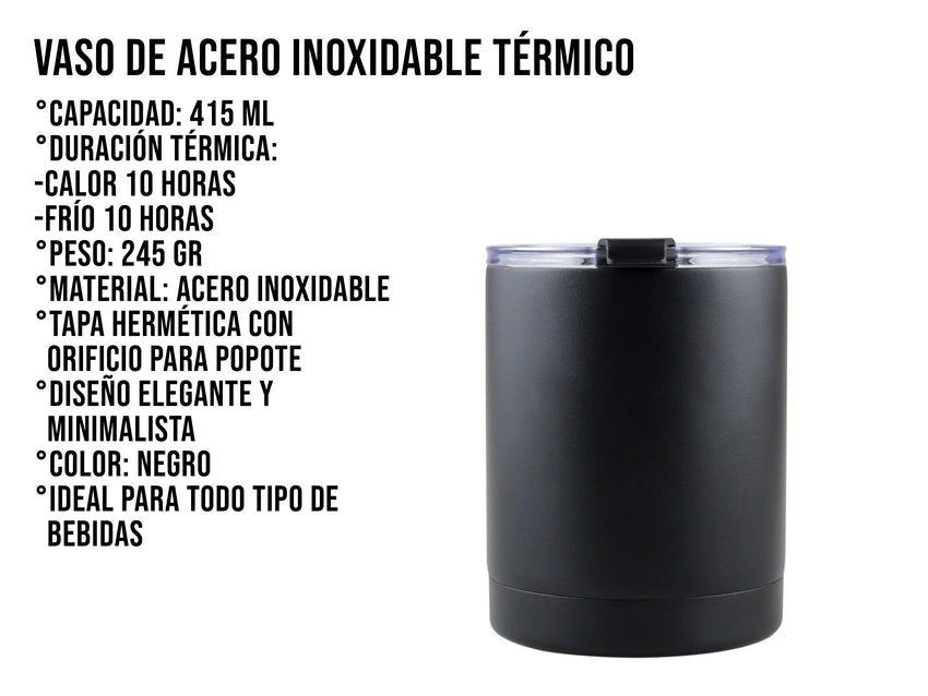 Vaso de Acero Inoxidable Térmico 415ML - Negro