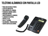 Teléfono Alámbrico con Pantalla e Identificador de Llamadas