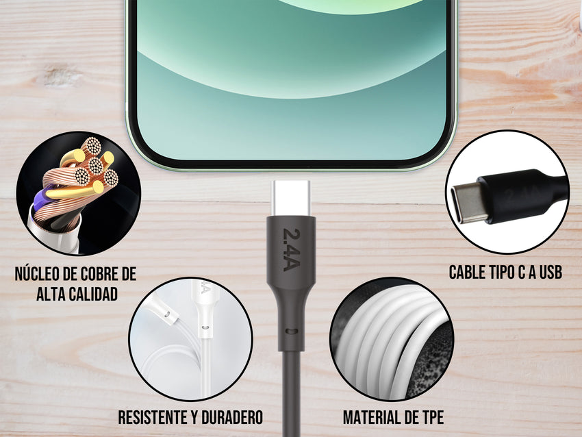 Cable USB a Tipo C Negro