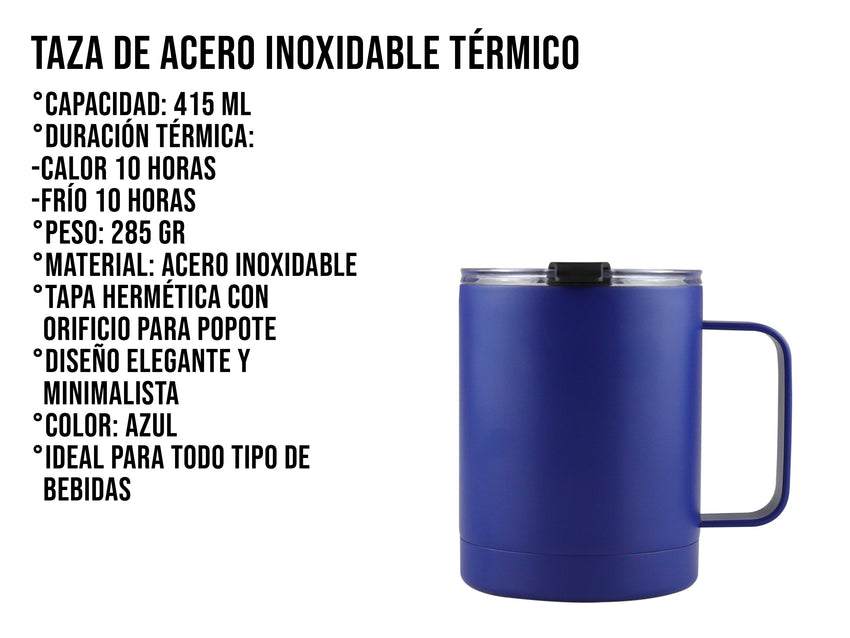 Taza Térmica de Acero Inoxidable 415 ml - Azul