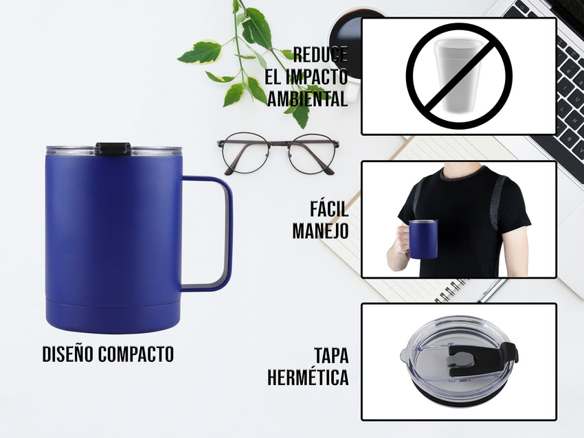 Taza Térmica de Acero Inoxidable 415 ml - Azul