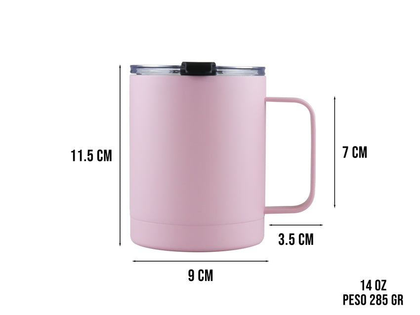 Taza Térmica de Acero Inoxidable 415 ml - Rosa