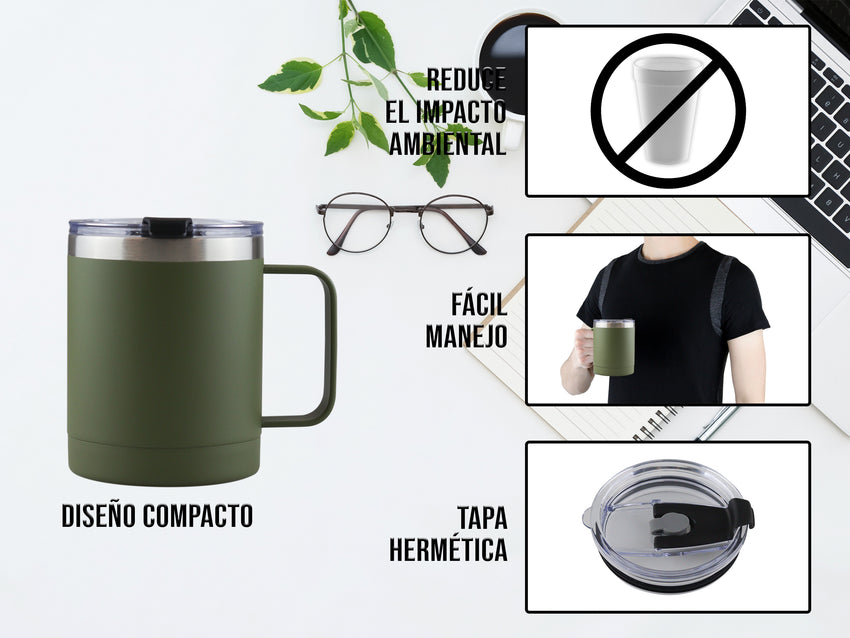 Taza Térmica de Acero Inoxidable 415 ml - Verde