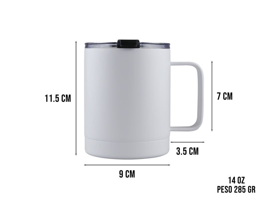 Taza Térmica de Acero Inoxidable 415 ml - Blanco