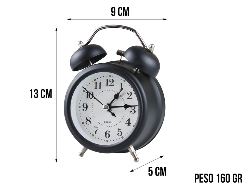 Reloj Despertador Dobleampana - Negro