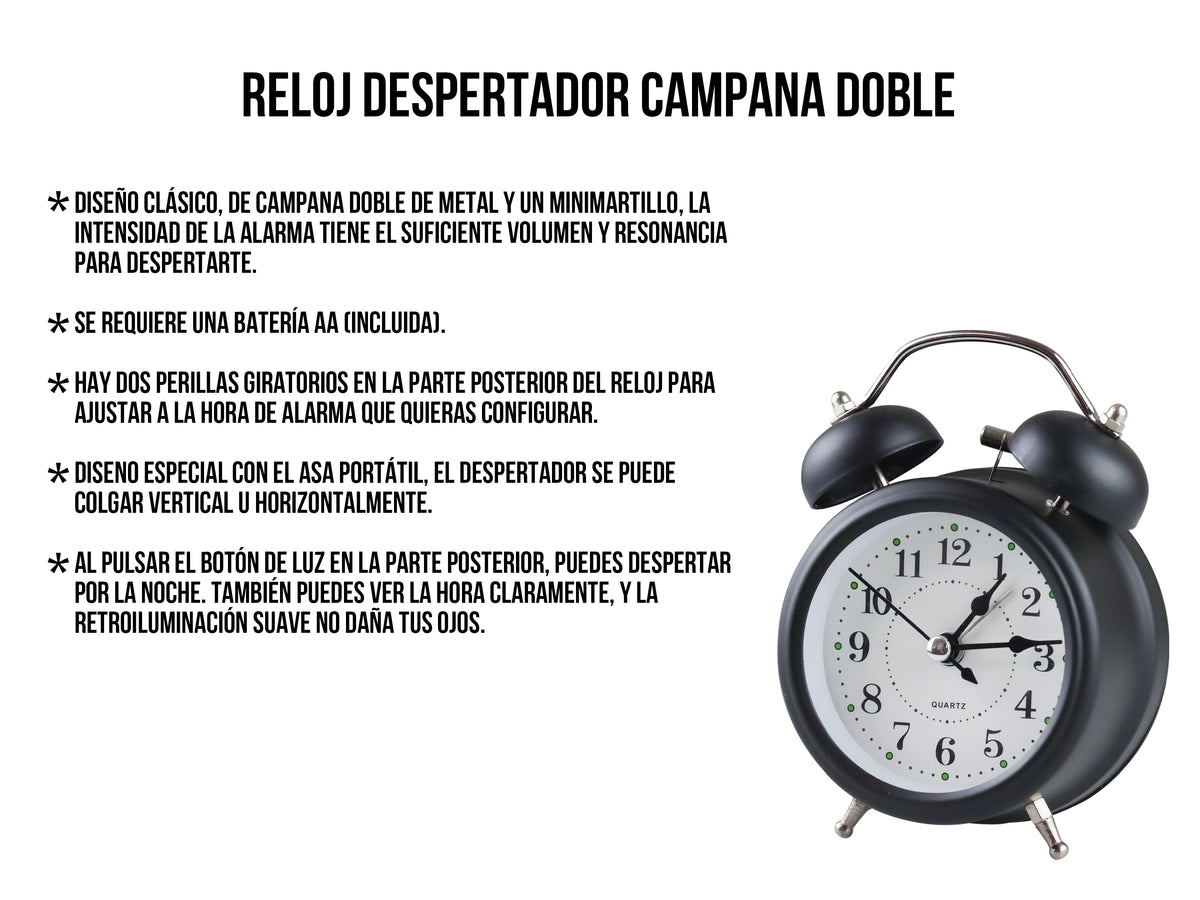 Reloj Despertador retro doble campana