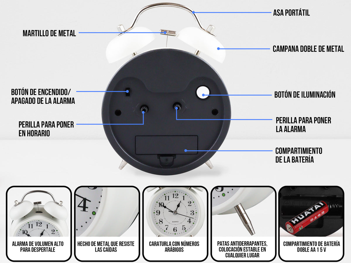 Reloj Despertador Doble Campana vintage