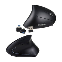 Mouse Inalámbrico 2.4GHz Bluetooth Recargablecon 6 Botones, DPI Ajustable, Ergonómico, Receptor USB-A + Adaptador USB-C, Plug & Play