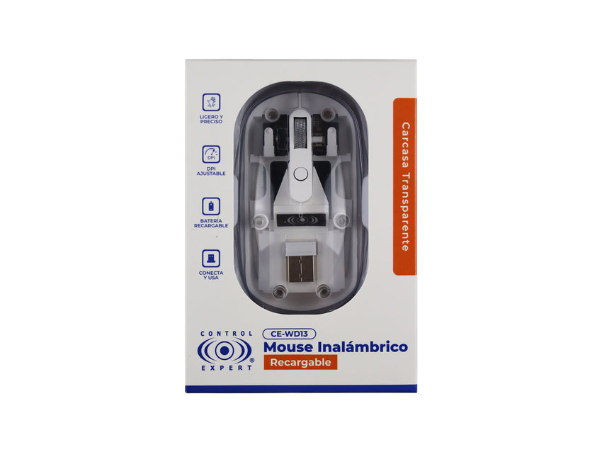 Mouse Inalámbrico Recargable con Receptor USB - Blanco