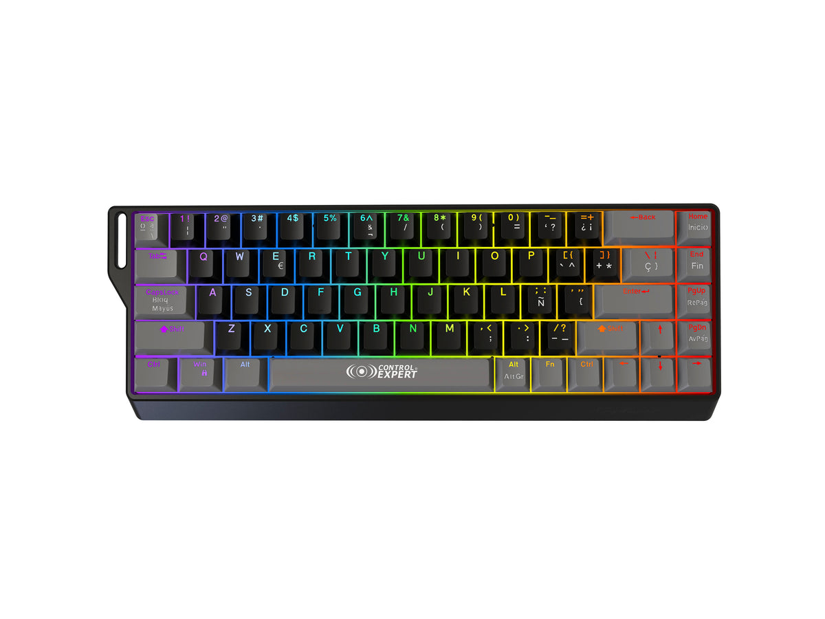 Teclado Gamer Mecánico Alámbrico 68 Teclas, USB Tipo C, Iluminación RGB, Diseño Compacto, Cable de 1.5 m, Compatible con Windows y macOS