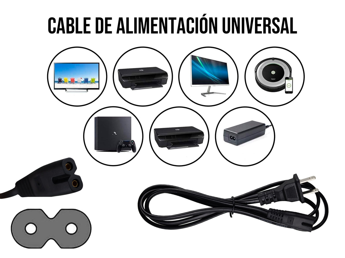 Cable de alimentación 1.55M 18 AWG 300V para PS5 PS4 PS3 Slim Xbox One S Pantallas TV LED TV