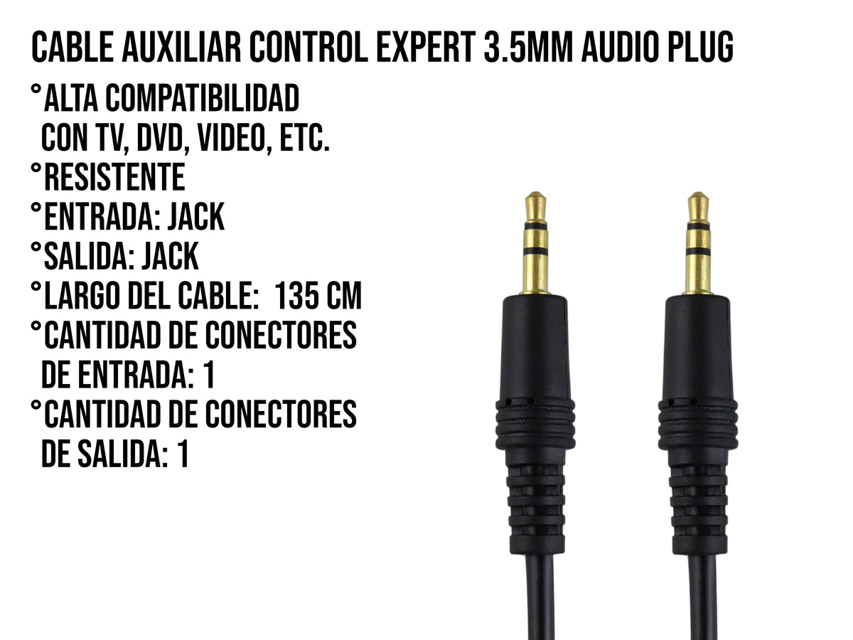 Cable Auxiliar de 3.5mm a 3.5mm (Audio Estéreo)