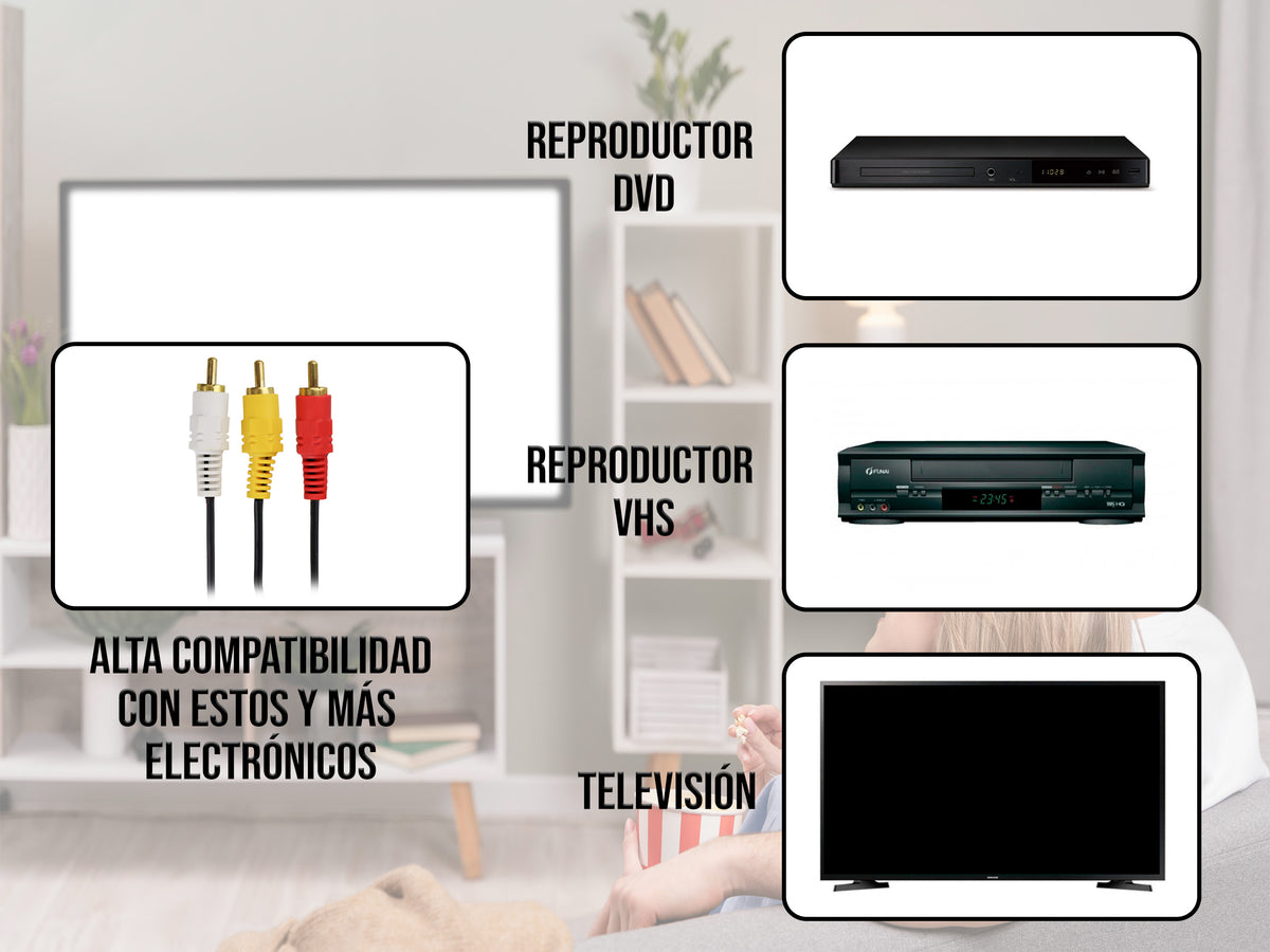 Cable de Audio y Video 3 RCA a 1 AUX (3.5 mm)