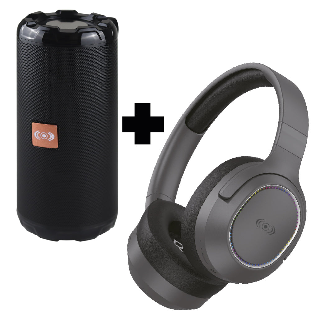 kit de Audífonos Diadema RGB  + Bocina Bluetooth Portátil