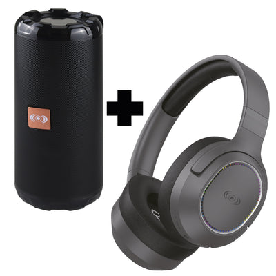 Combo Audífonos Diadema RGB  + Bocina Bluetooth Portátil
