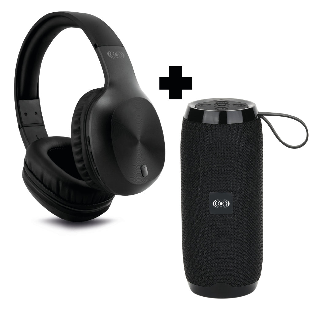 kit de Audífonos Diadema + Bocina Bluetooth Portátil