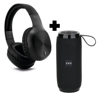 Combo Audífonos Diadema + Bocina Bluetooth Portátil