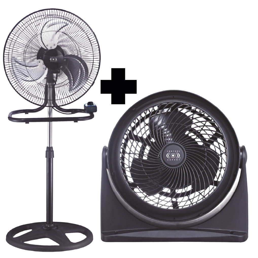 kit de Ventilador de Pedestal 18” 3 en 1 + Ventilador de 9” para Escritorio