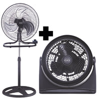 kit de Ventilador de Pedestal 18” 3 en 1 + Ventilador de 9” para Escritorio