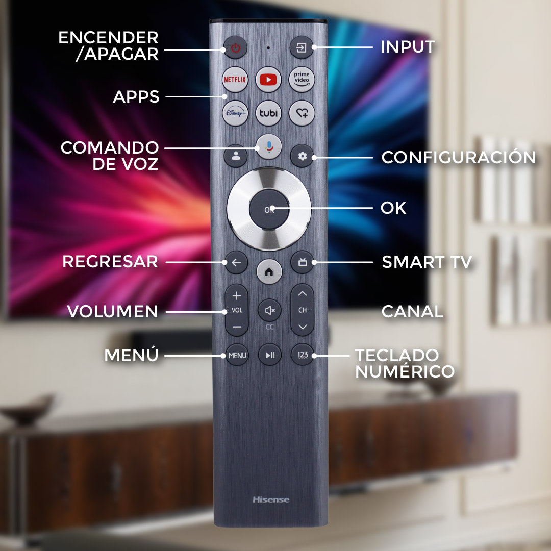 Control Remoto Original Hisense ERF6A80 | Google TV | Control por Voz y Botones Retroiluminados | Series A7, U6, U7 y U8