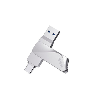 SSK - Unidad flash USB C de 64 GB, 2 en 1, OTG USB A 3.2 + tipo C, Thunderbolt Pendrive hasta 200 MB/s
