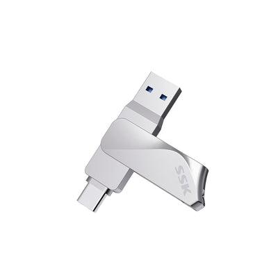 SSK - Unidad flash USB C de 128 GB, 2 en 1, OTG USB A 3.2 + tipo C, Thunderbolt, hasta 200 MB/s, para teléfonos Android