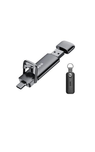 SSK Unidad flash USB C dual de 128 GB, 2 en 1 USB 3.2 Gen2 de estado sólido, unidad de memoria USB tipo C SSD rápida de 550 MB/s