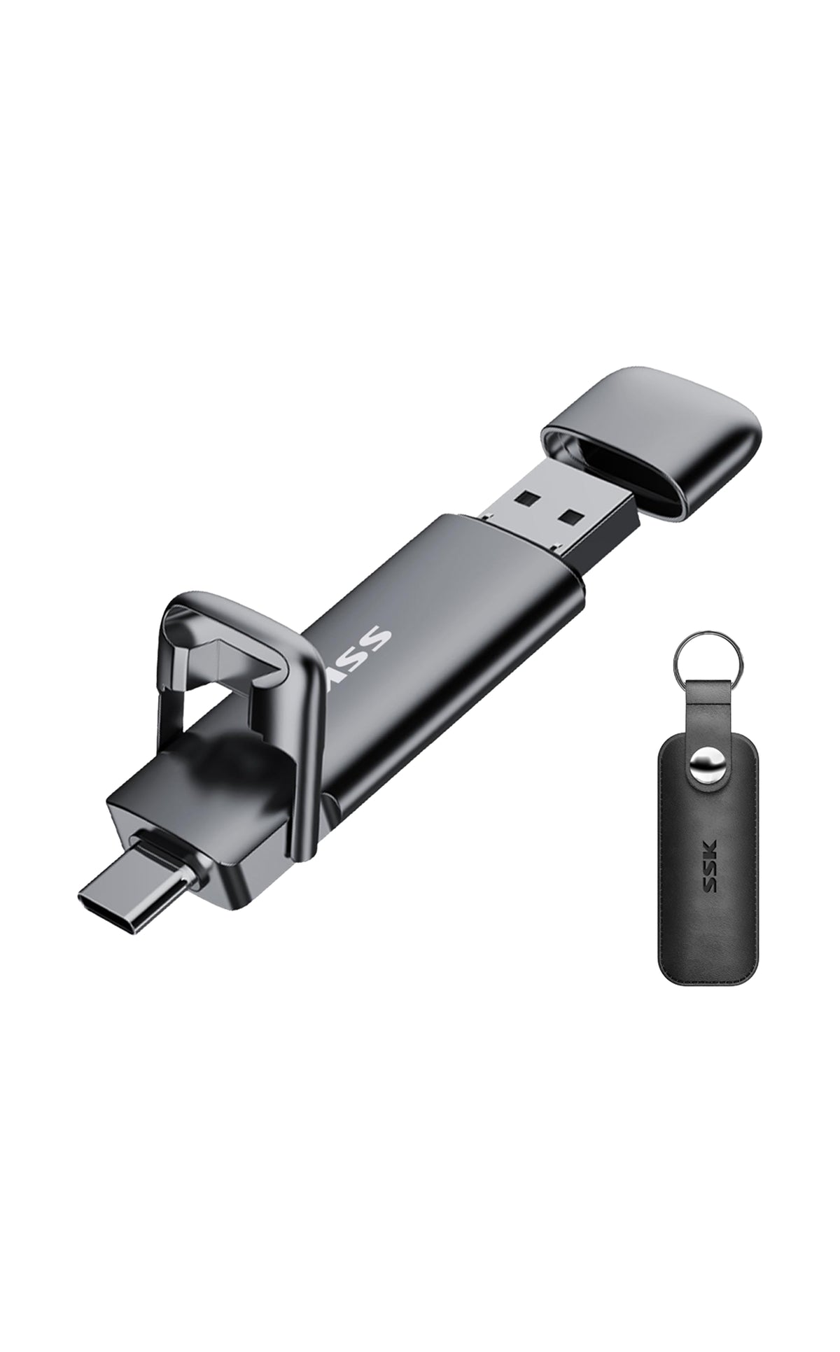 Unidad flash USB C dual de 256 GB, unidad flash 2 en 1 tipo C+ USB A 3.2 Gen2 de estado sólido, velocidad súper rápida de hasta 550 MB/s