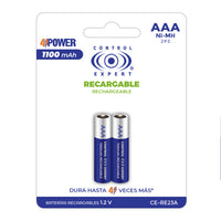 Batería AAA Recargable Original 4Power 1100mAH 2 Piezas