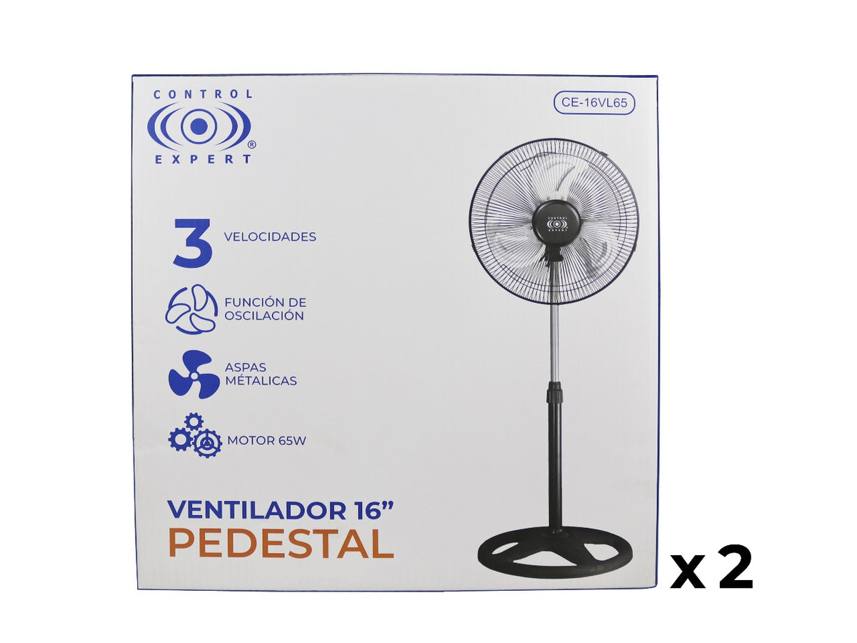 2 Ventiladores de piso 16 Pulgadas 3 Aspas de Metal 65W