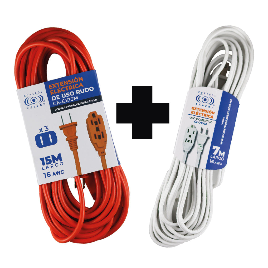 Kit extensión de uso rudo de 15Mts. mas una extension de hogar de 7 Mts.
