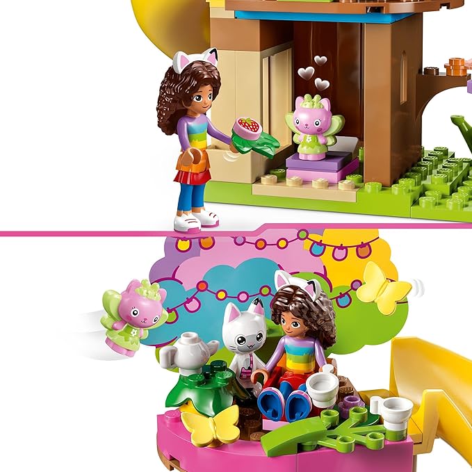 LEGO 10787 Gabby y Casa Mágica Fiesta en el Jardín de Hadas Minette, Juguete con Figuras Más Cabaña en el Árbol, Tobogán y Carro, Regalo para niñas, niños, niños a Partir de 4 años