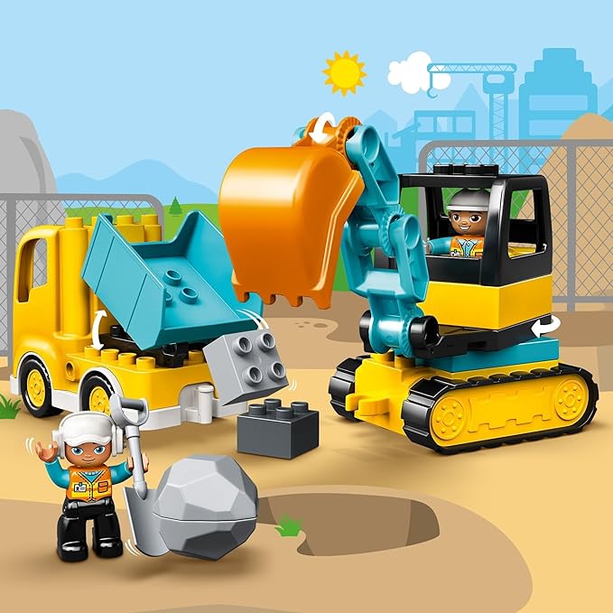 LEGO Juguete de construcción Duplo® Construction 10931 Camión y Excavadora con Orugas (20 Piezas)